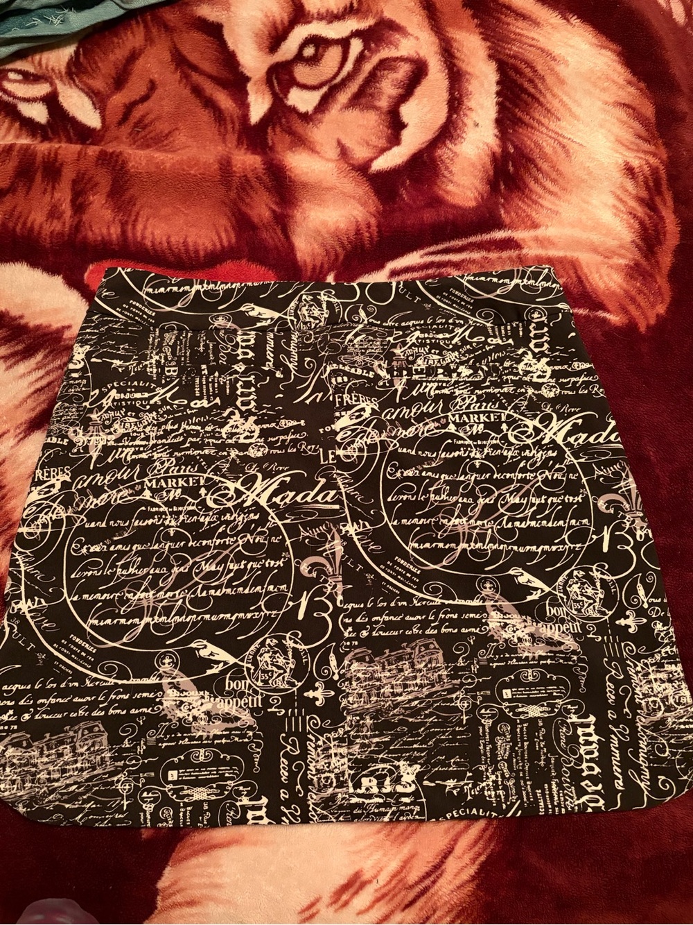 Lulu B Black Pencil Skirt with White Script Print